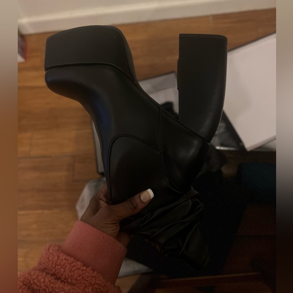 PU LEATHER pant boots with chunky platform heels - Picture 5 of 5